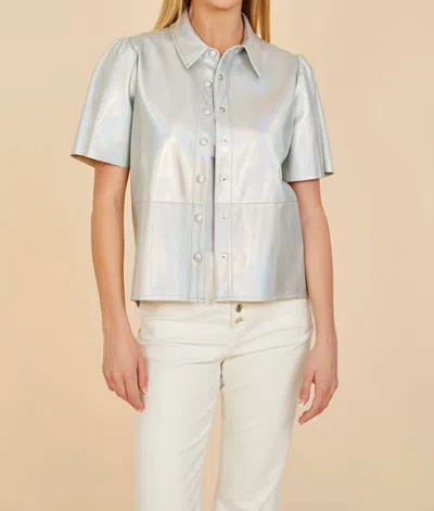 Dolce Cabo Iridescent Vegan Leather Top In Silver