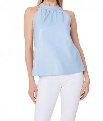 Dolce Cabo Leather Halter In Blue Bird