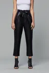 DOLCE CABO LEATHER PAPERBAG PANT IN BLACK VEGAN