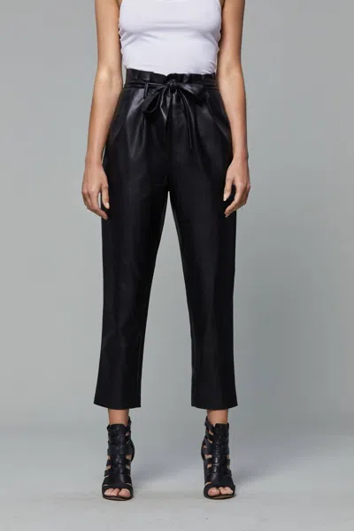 Dolce Cabo Leather Paperbag Pant In Black Vegan