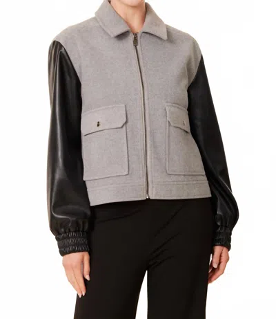 Dolce Cabo Leather Sleeve Jacket In Grey/black In Gray