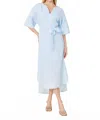 Dolce Cabo Linen Belted Maxi Dress In Light Blue In Blue