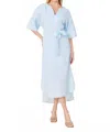 Dolce Cabo Linen Belted Maxi Dress In Light Blue In Blue