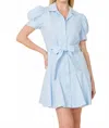 Dolce Cabo Linen Belted Mini Dress In Light Blue In Blue