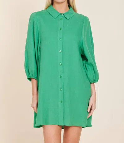 Dolce Cabo Linen Exaggerated Sleeve Mini Dress In Green