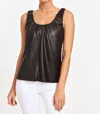 DOLCE CABO LIVING IN LEATHER TANK TOP IN BLACK
