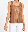 Dolce Cabo Living In Leather Tank Top In Camel In Brown