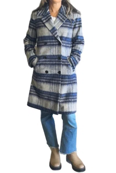 Dolce Cabo Long Plaid Jacket In Blue