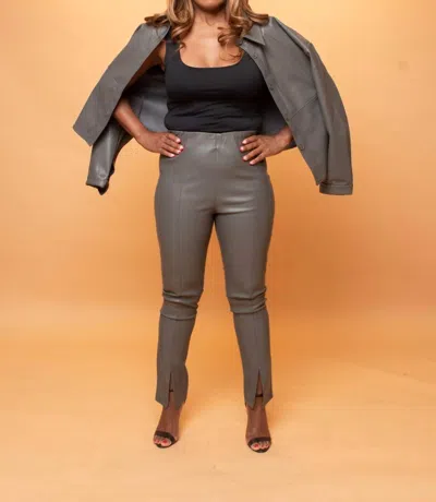 Dolce Cabo Lucky Vegan Leather Pants In Taupe In Grey