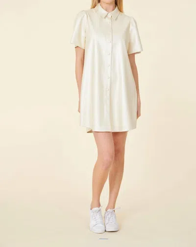 Dolce Cabo Metallic Short Sleeve Dress In White
