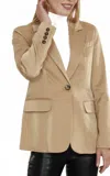 Dolce Cabo One Button Satin Blazer In Gold In Brown