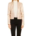 Dolce Cabo Open Front Pleather Jacket In Pale Gold In Gold