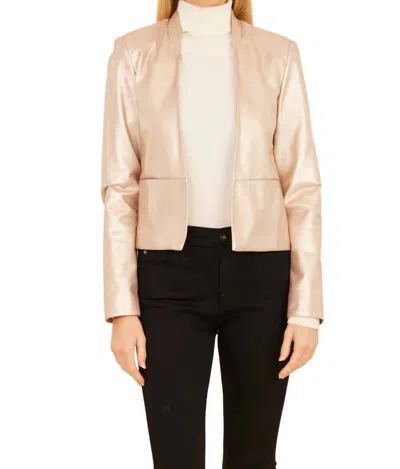 Dolce Cabo Open Front Pleather Jacket In Pale Gold