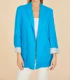 Dolce Cabo Oveersized Linen Blazer In Cobalt In Blue