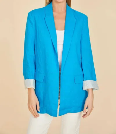 Dolce Cabo Oveersized Linen Blazer In Cobalt In Blue