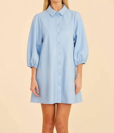 Dolce Cabo Perforated Leather Dress In Blue Bird