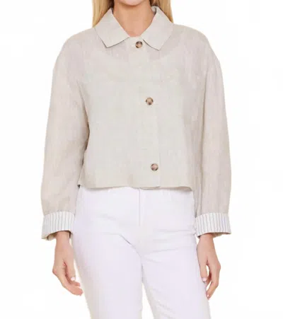 Dolce Cabo Pinstripe Cuff Jacket In Linen In White
