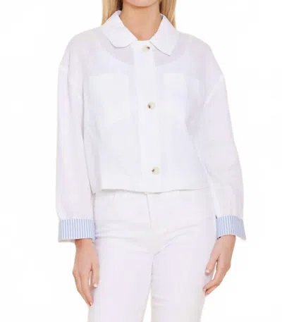 Dolce Cabo Pinstripe Cuff Jacket In White
