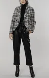 DOLCE CABO PLAID DOUBLE BREASTED BLAZER IN BLACK/GREY PLAID