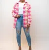 Dolce Cabo Plaid Sequin Shacket In Pink In Pink