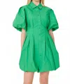 Dolce Cabo Poplin Balloon Dress In Green In Green