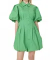 Dolce Cabo Poplin Balloon Dress In Green In Green