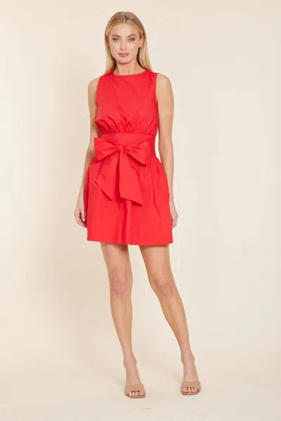 Dolce Cabo Poplin Sleeveless Belted Dress In Red