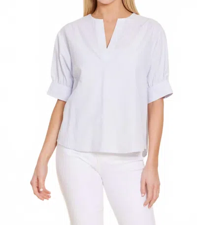 Dolce Cabo Poplin V-neck Stripe Top In Lilac/white