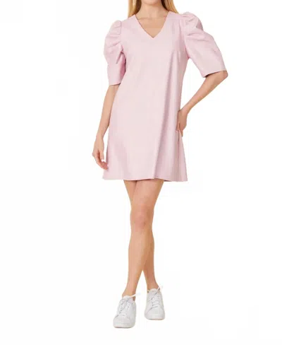Dolce Cabo Puff Sleeve Vegan Leather Dress In Orchid