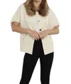 DOLCE CABO RACOON STRUCTURED CARDIGAN IN CREME/CHESTNUT