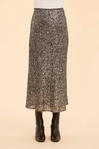Dolce Cabo Sequin Maxi Skirt In Silver In Multi