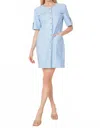 Dolce Cabo Short Sleeve Vegan Leather Dress In Bluebird In Blue
