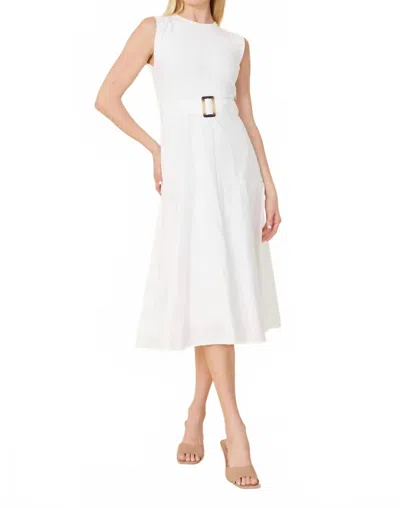 DOLCE CABO SLEEVELESS MIDI DRESS IN WHITE