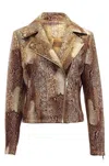 DOLCE CABO SOFT SNAKE MOTTO JACKET IN BROWN