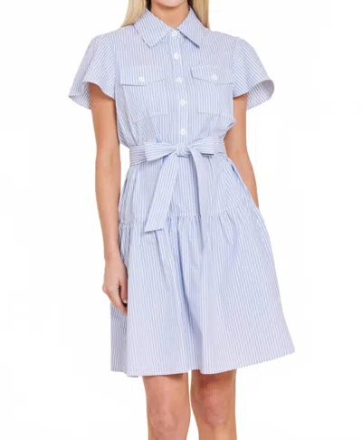 Dolce Cabo Stripe Belted Mini Dress In Blue Multi