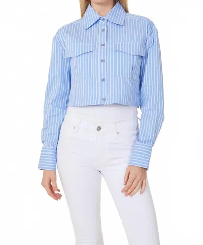 Dolce Cabo Stripe Crop Blouse In Blue Multi