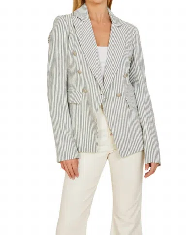 Dolce Cabo Striped Seersucker Blazer In Blue/white