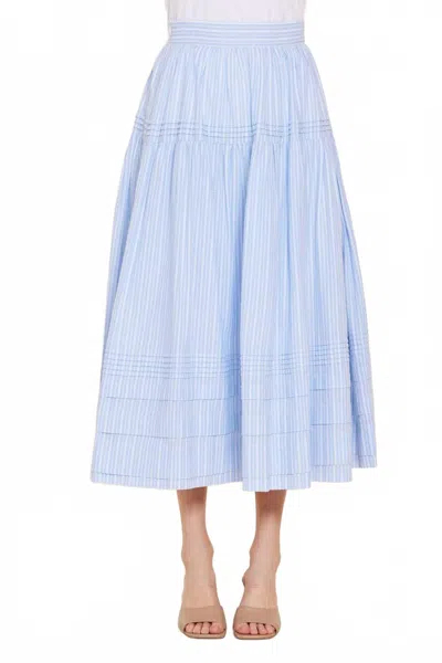 Dolce Cabo Tiered Stripe Maxi Skirt In Blue/white