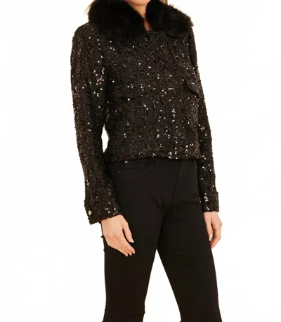 Dolce Cabo Trimmed Sequin Jacket In Black