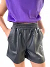 Dolce Cabo Tyson Vegan Leather Short In Black In Gray