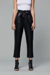 Dolce Cabo Veagan Leather Paperbag Pants In Black In Black