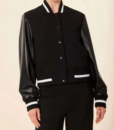 Dolce Cabo Varsity Jacket In Black In Neutral
