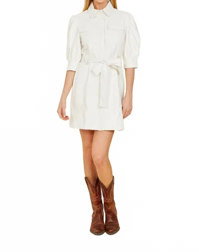 Dolce Cabo Vegan Leather Belted Dress In White