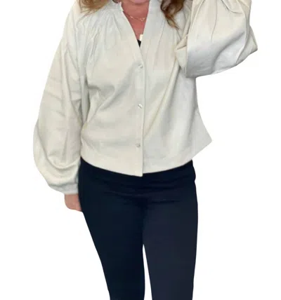 Dolce Cabo Vegan Leather Button Down Peasant Top In Bone In Neutral