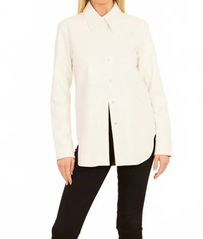 Dolce Cabo Vegan Leather Button Down Shirt In White