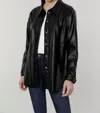 DOLCE CABO VEGAN LEATHER BUTTON-DOWN SHIRT SHACKET IN BLACK