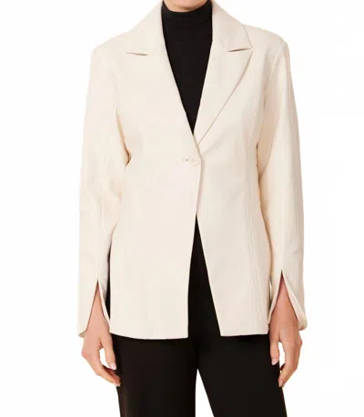 Dolce Cabo Vegan Leather Fitted Blazer In Beige In White