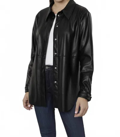 Dolce Cabo Vegan Leather Long Sleeve Shirt In Black