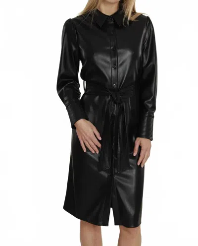 Dolce Cabo Vegan Leather Mid Length Dress In Black