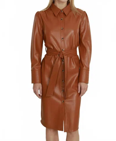 Dolce Cabo Vegan Leather Mid Length Dress In Sienna In Brown